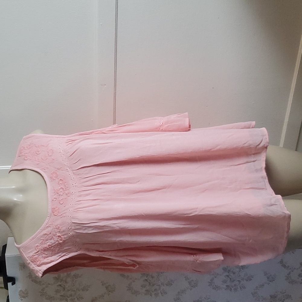 NWT St Johns Bay Womens Top Pink flowy cold shoulder Blouse Size XXL
